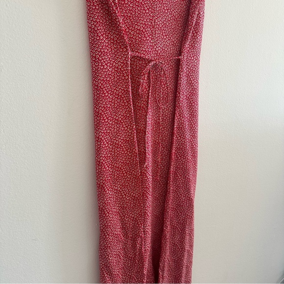 Vintage Maxi Floral Red Dress Sz M - Picture 9 of 10